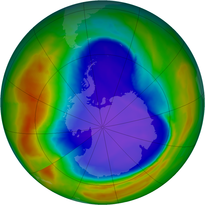 Antarctic ozone map for 28 September 2014